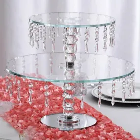 16" Gemcut Egyption Handcrafted Round Glass Chandelier Crystal Wedding Cake Riser Stand - 1 PCS