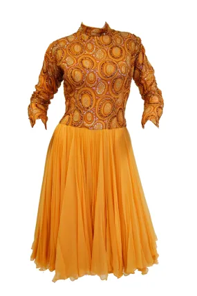 1960s Tangerine Sequin Dream Cocktail Dress