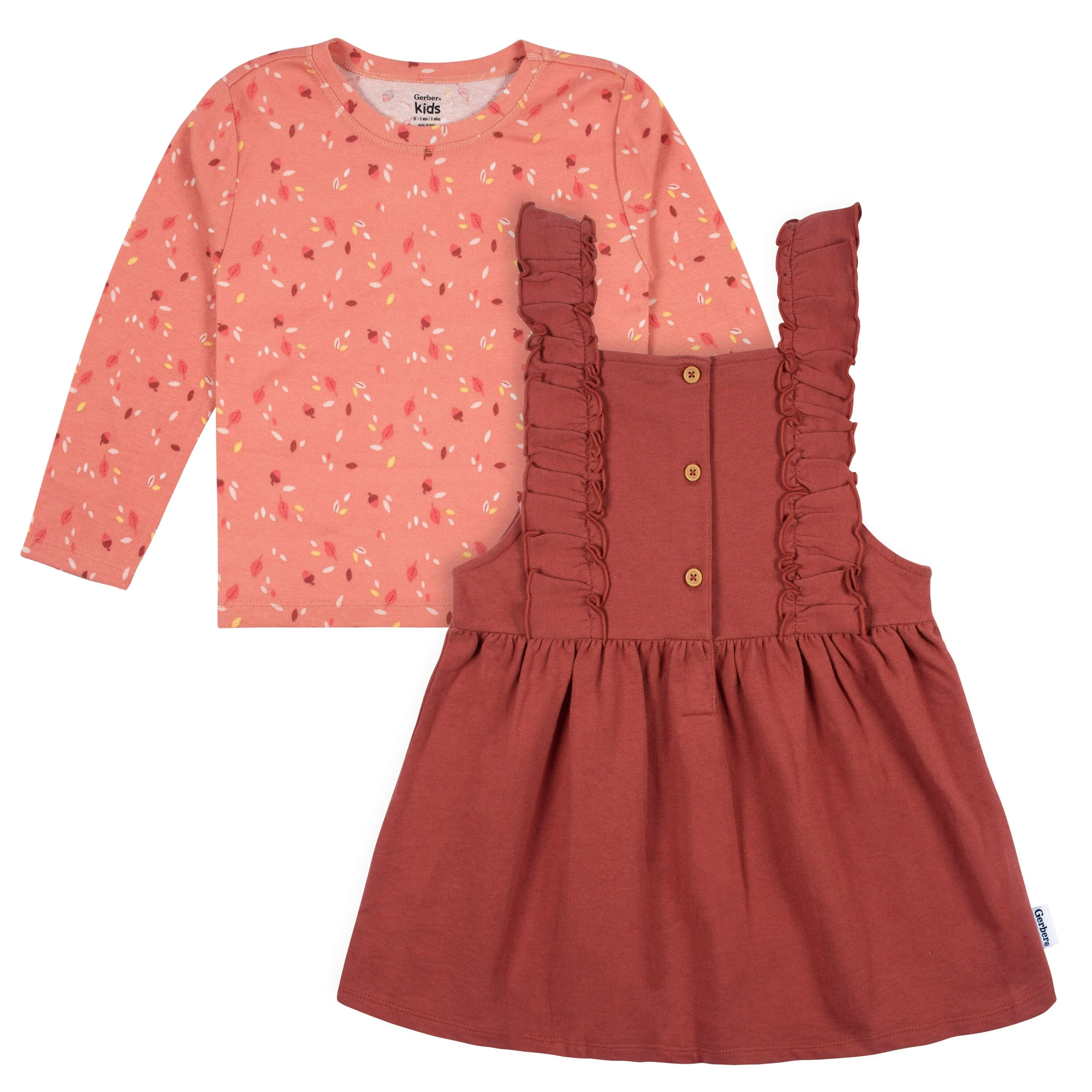 2-Piece Infant & Toddler Girls Orange Leaves Jumper & Top Set