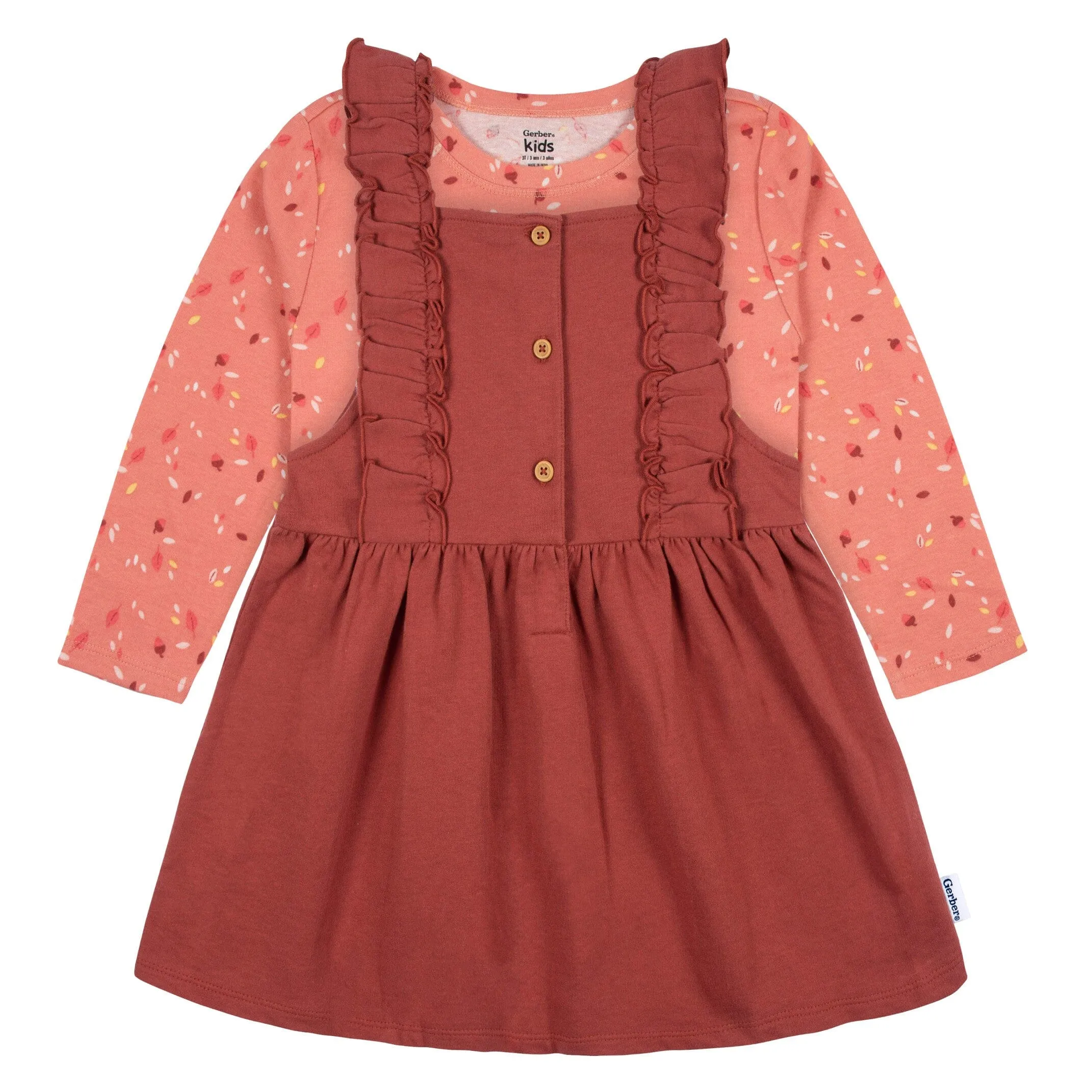 2-Piece Infant & Toddler Girls Orange Leaves Jumper & Top Set