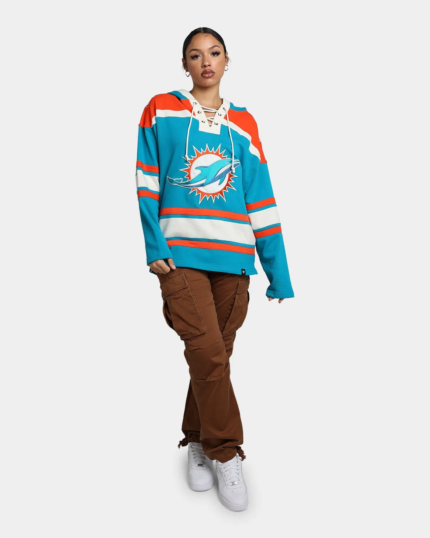 47 Brand Miami Dolphins Superior Lacer Hoodie Neptune/Orange