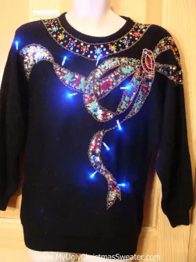 80s Glam  Bow Light Up Christmas Sweater