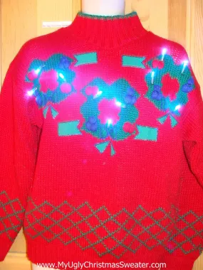 80s Retro Red Light Up Christmas Sweater