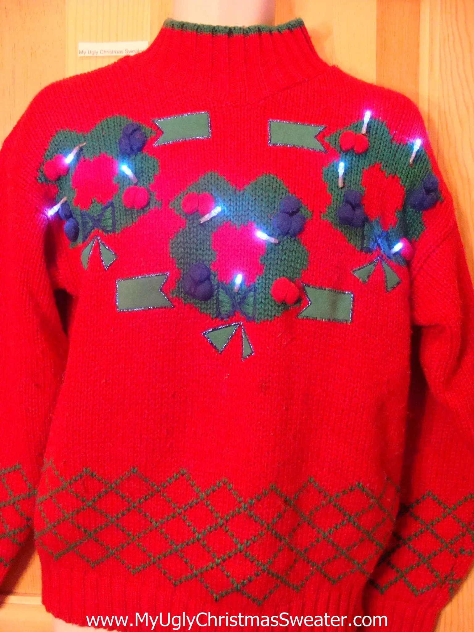 80s Retro Red Light Up Christmas Sweater