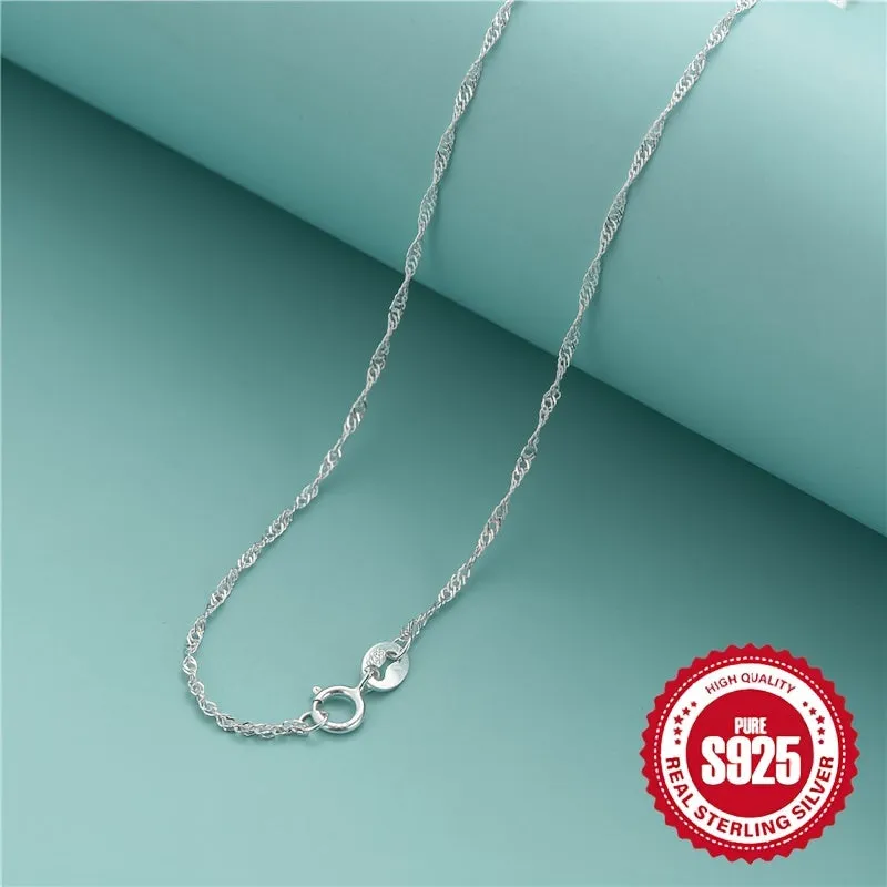 925 Sterling Silver Simple Chain Necklace Minimalist Style Hypoallergenic Chain Neck Jewelry