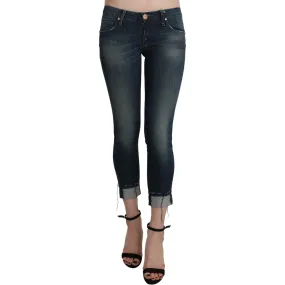 Acht Chic Blue Washed Skinny Cropped Denim