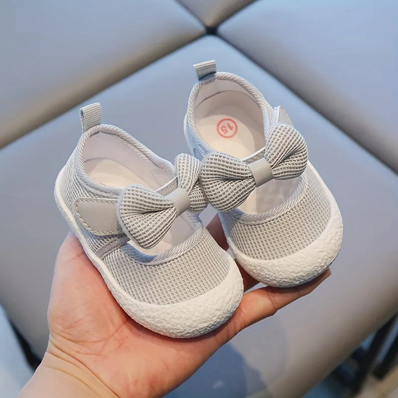 Adorable Baby Boys Bowknot Sneakers - Soft & Breathable, Non-Slip Grip - Perfect for Spring to Autumn - Stylish Solid Colors for Everyday Play