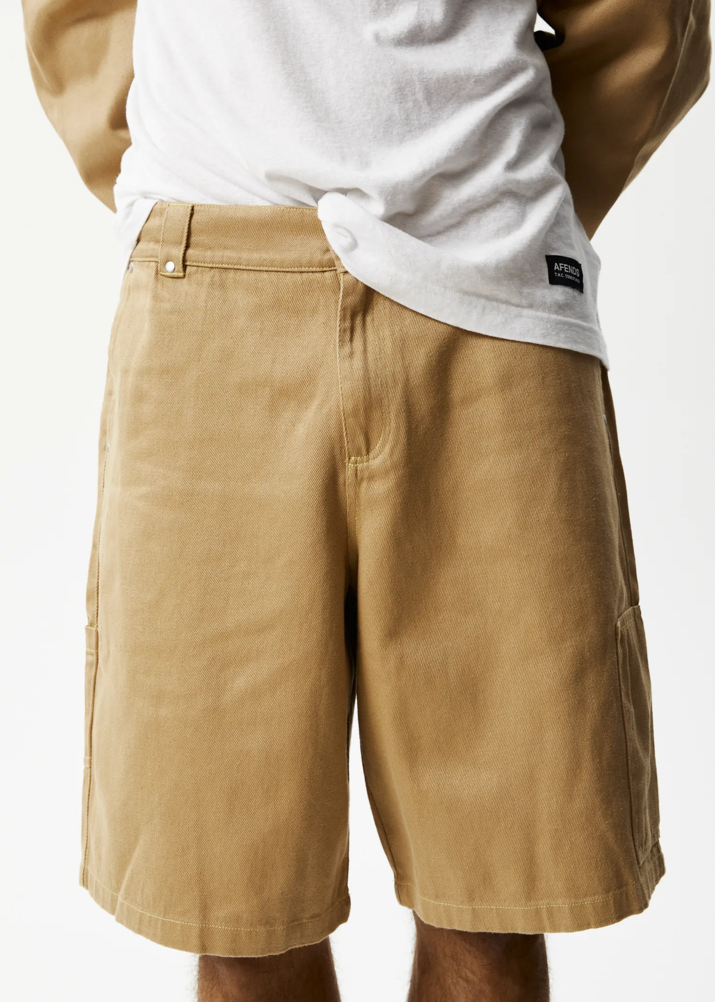 AFENDS Mens Sleepy Hollow - Twill Carpenter Shorts - Tan