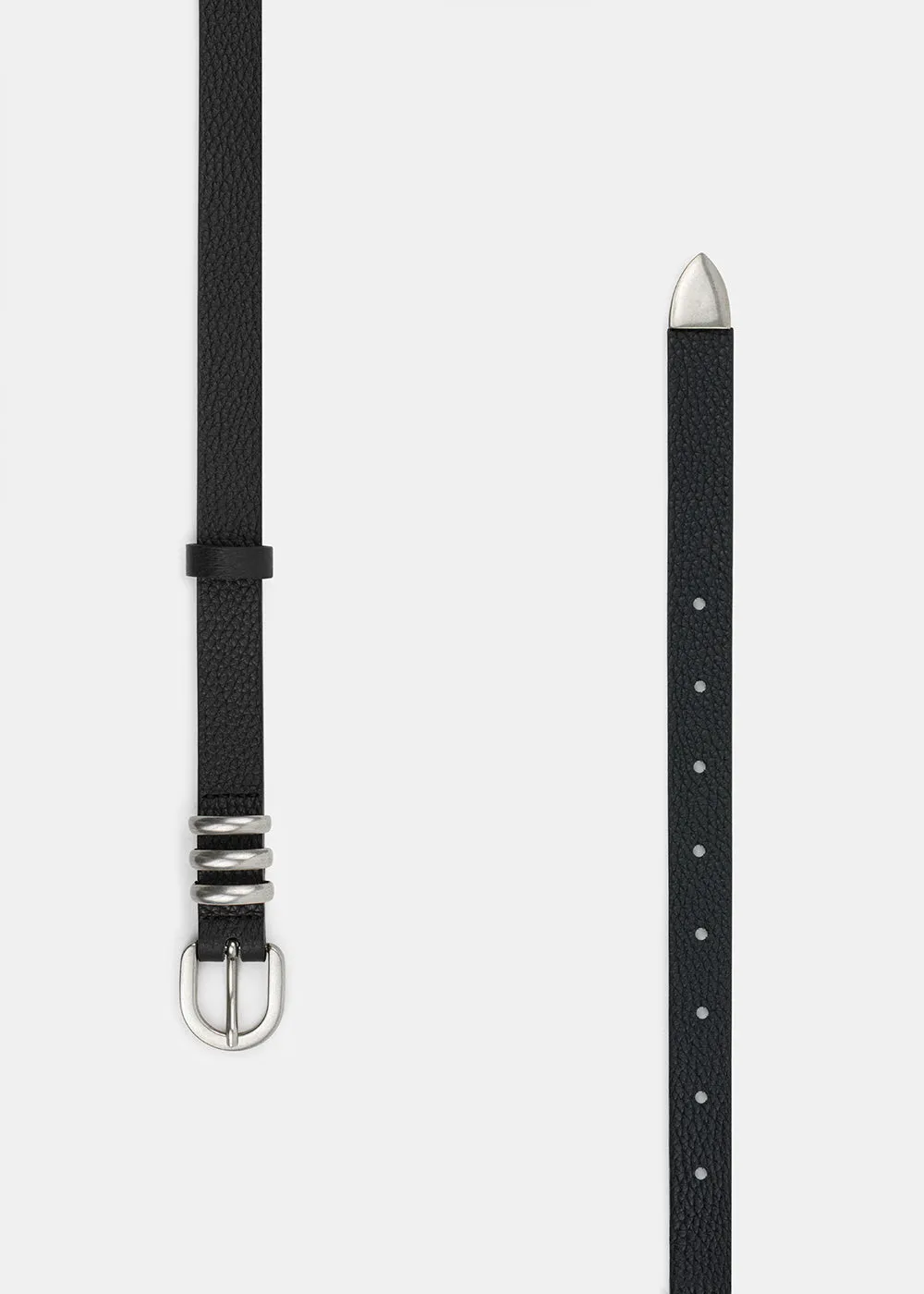 ALWAYS LEATHER BELT BLACK/SILVER