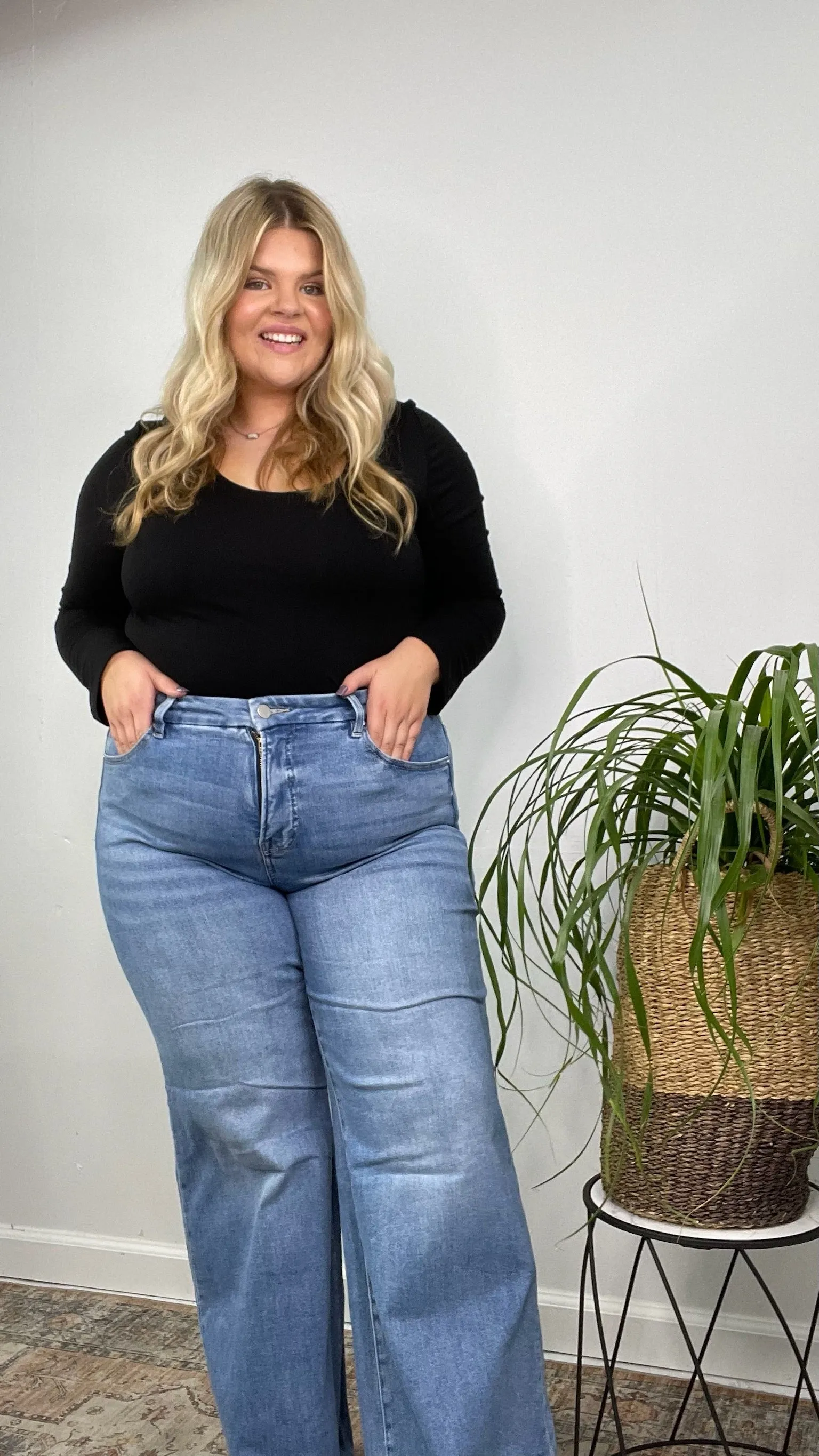 American Classic Tummy Control Wide Leg Jeans | Risen