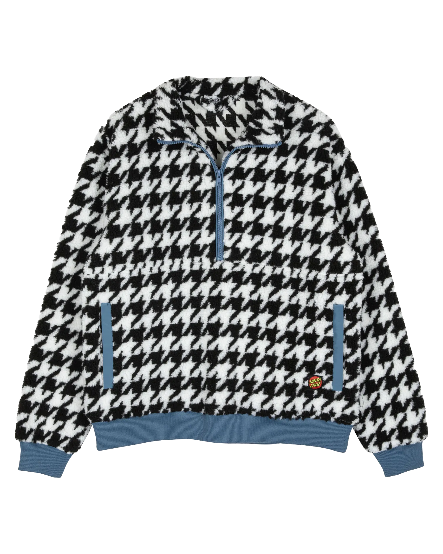 Astra Sherpa Fleece Jacket in Black & White