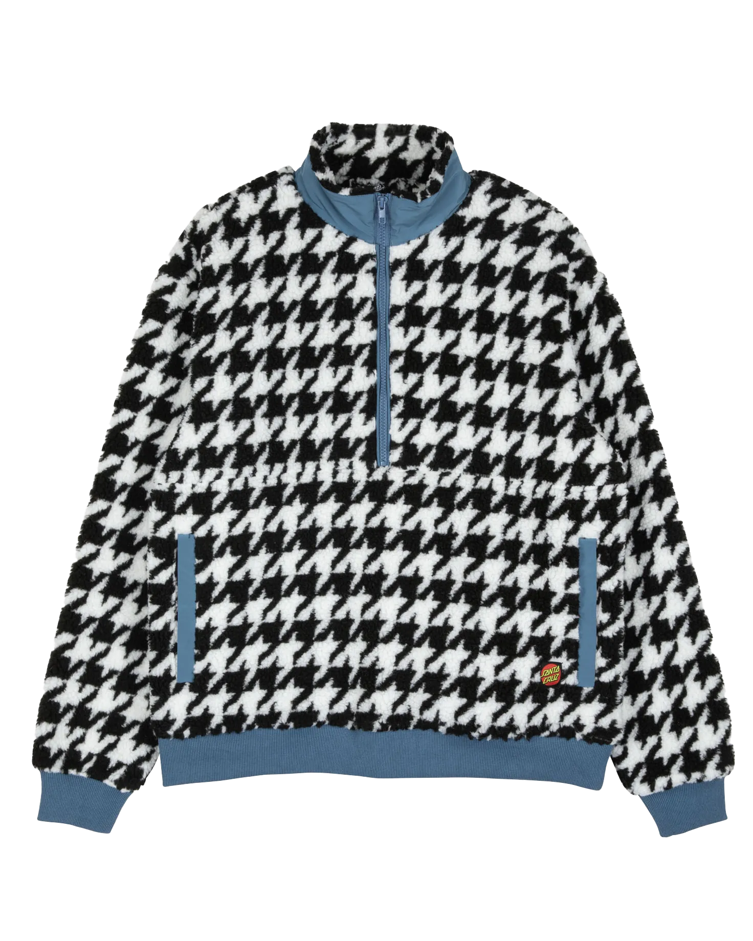 Astra Sherpa Fleece Jacket in Black & White