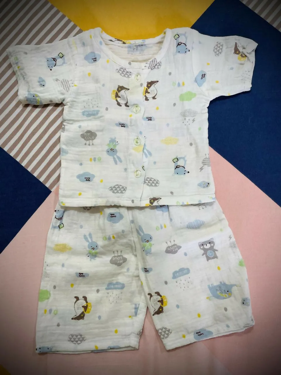 Baby Dungaree and Henley Styled Baby Clothes Set