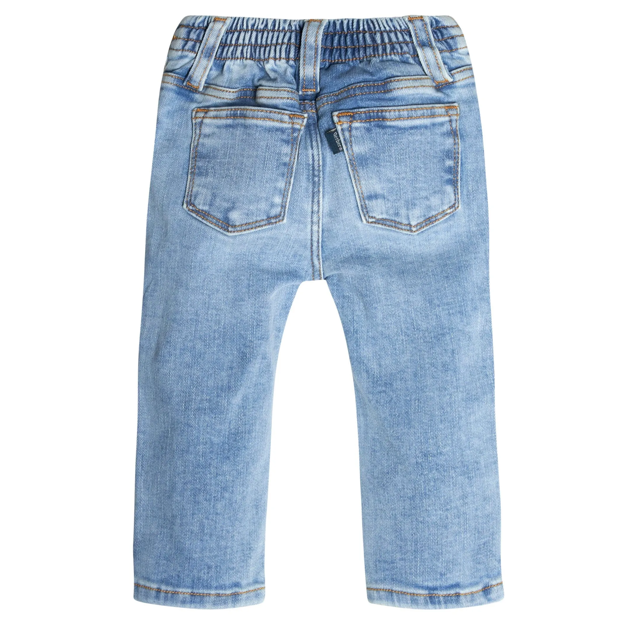 Baby Neutral Light Blue Straight Fit Denim Jeans With Elastic Back