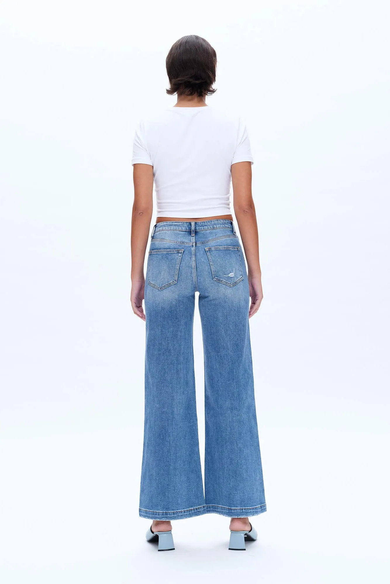 Bayeas Mid Rise Wide Leg Jeans