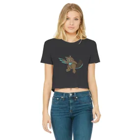 Beaveice Classic Women's Cropped Raw Edge T-Shirt