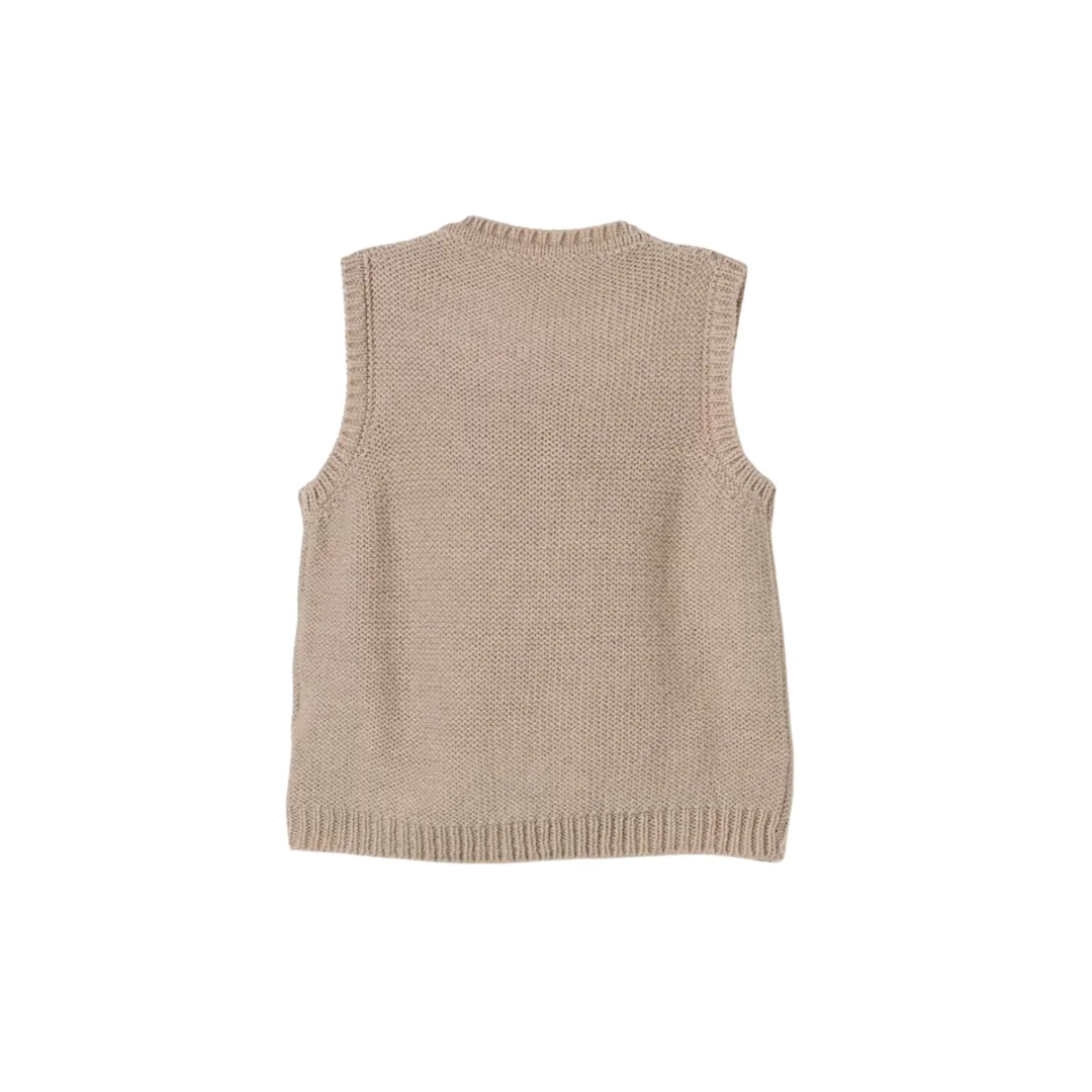 Beige Knitted Sweater Vest