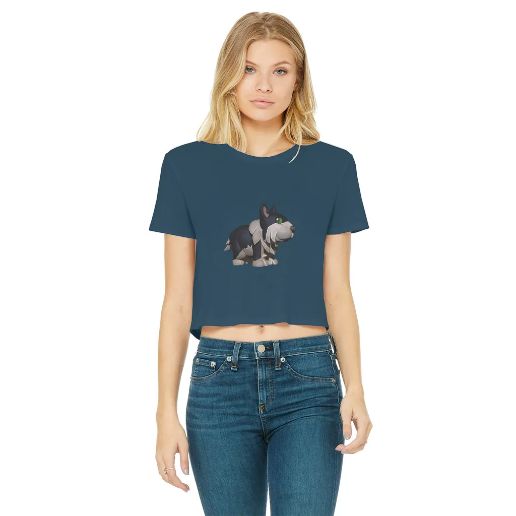 Black Dog Classic Women's Cropped Raw Edge T-Shirt