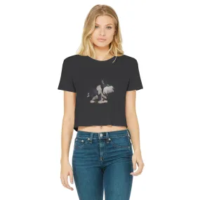 Black Dog Classic Women's Cropped Raw Edge T-Shirt