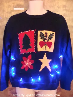 Black Ugly Christmas Sweater Pullover with Lights