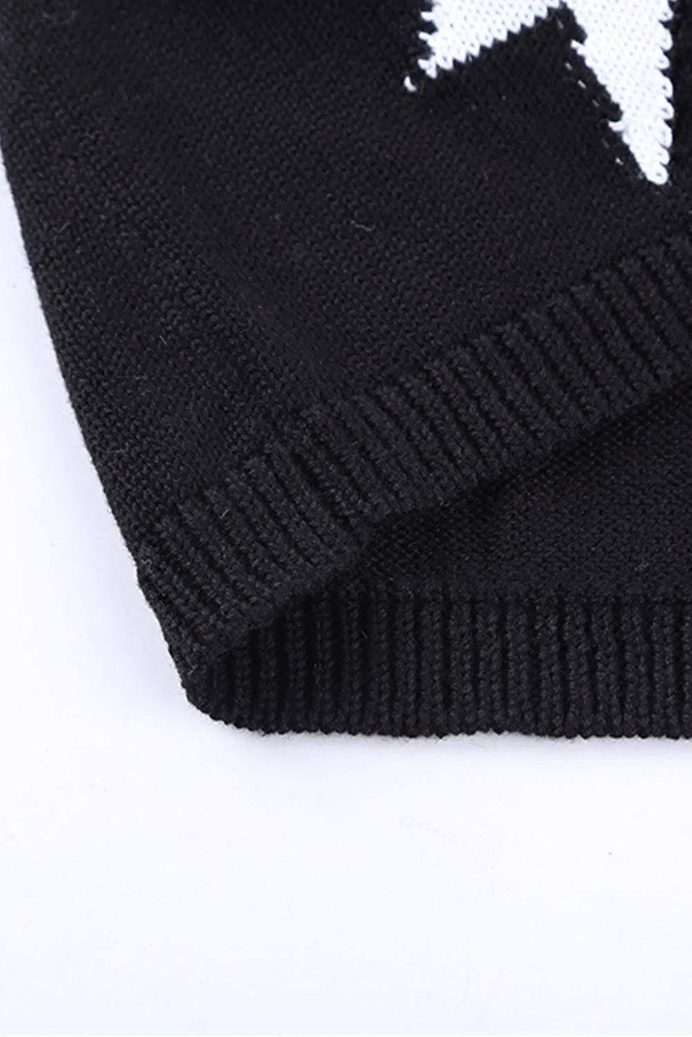 Black V-Neck Sleeveless Knit Vest for Women