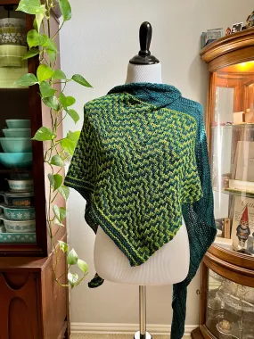 Blue Green Mosaic - Walk in the Woods Shawl