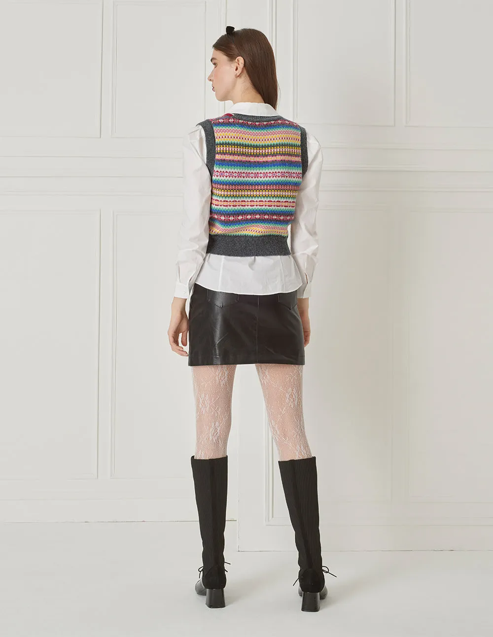 BORA AKSU Fair Isle Mohair Wool Knit Tank Top