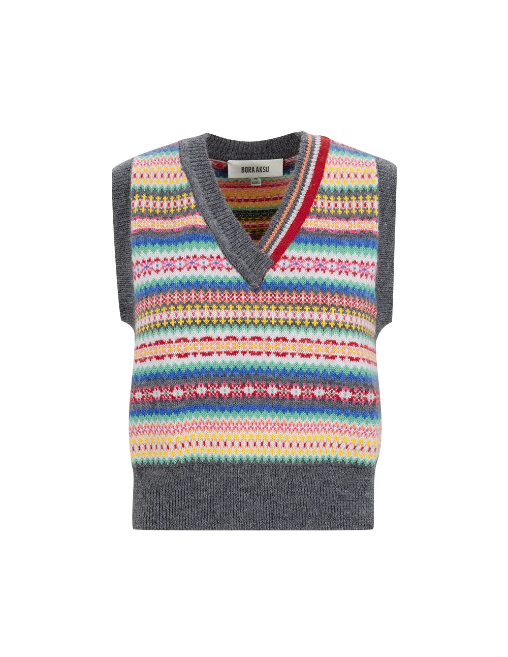 BORA AKSU Fair Isle Mohair Wool Knit Tank Top