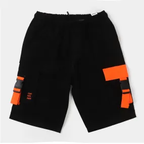 Boys Cotton Short Cargo Pocket - Black