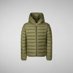 Boys' Hooded Animal free Puffer Jacket Dony in dusty olive