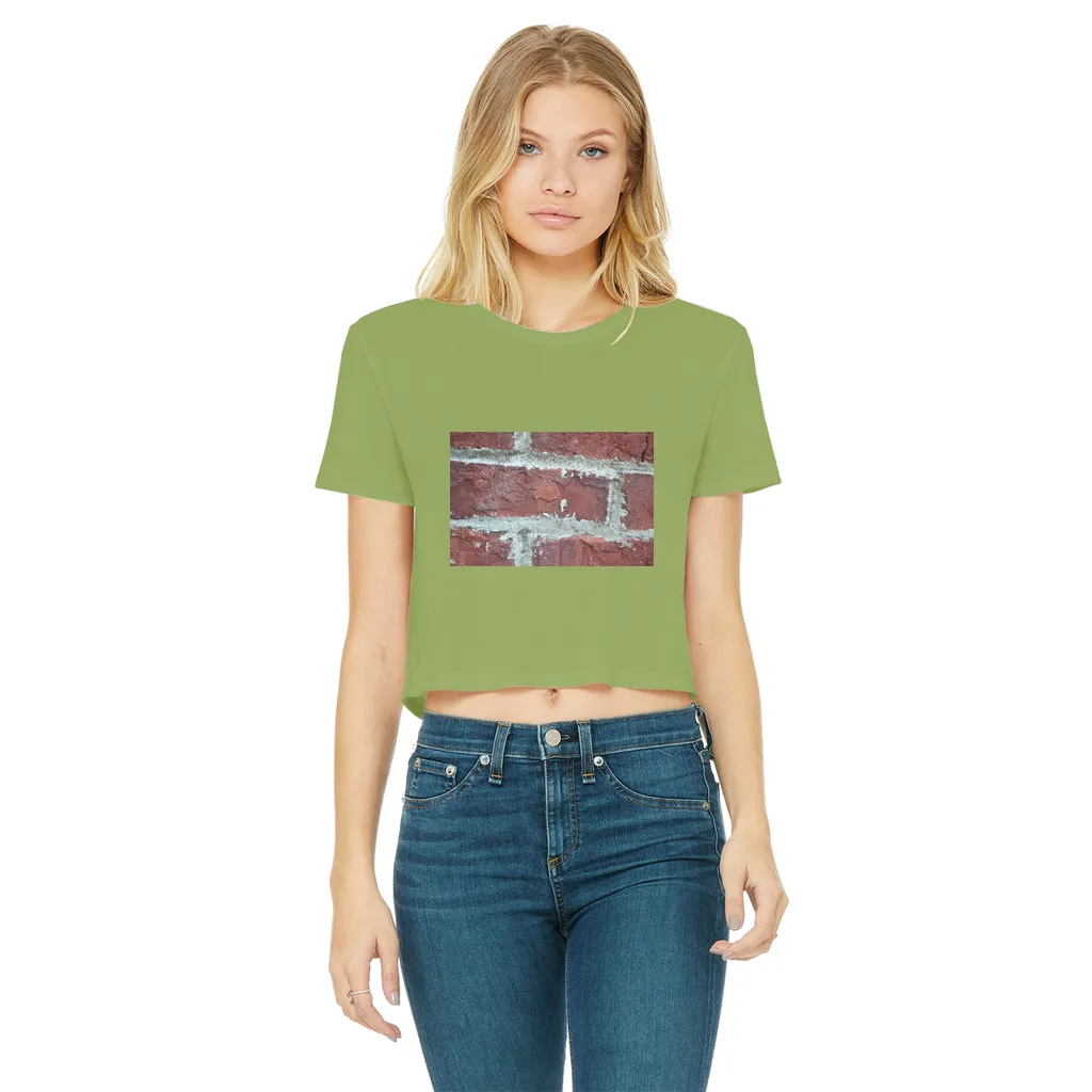 bricks Classic Women's Cropped Raw Edge T-Shirt