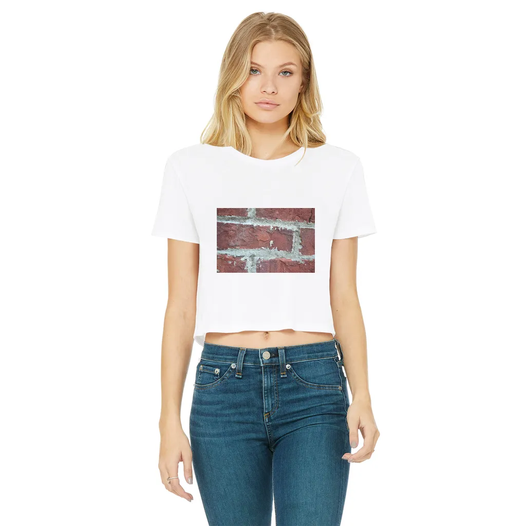 bricks Classic Women's Cropped Raw Edge T-Shirt