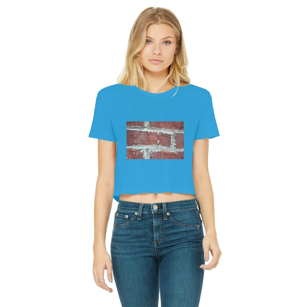 bricks Classic Women's Cropped Raw Edge T-Shirt