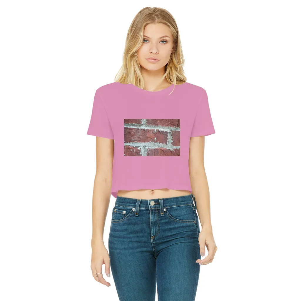 bricks Classic Women's Cropped Raw Edge T-Shirt