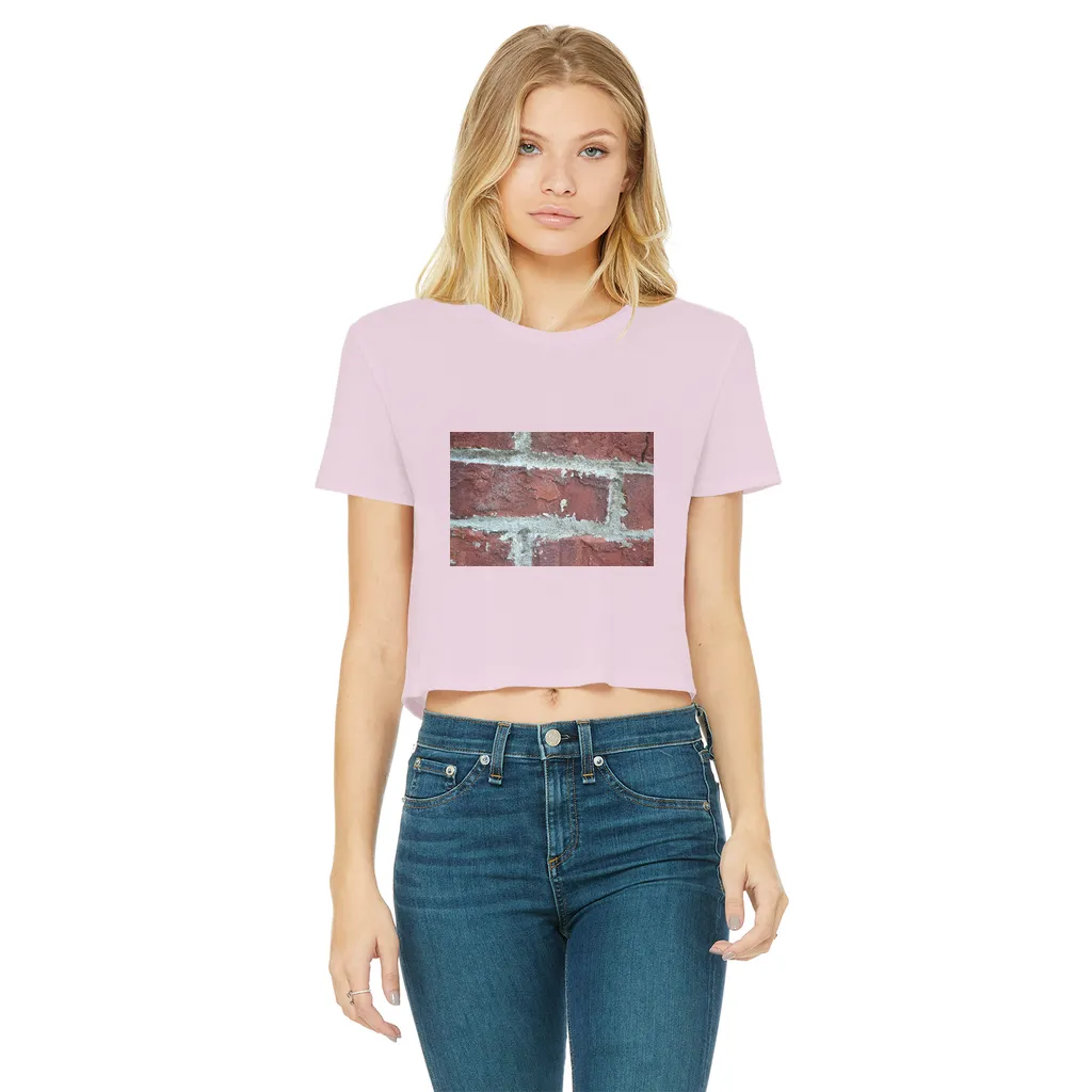 bricks Classic Women's Cropped Raw Edge T-Shirt