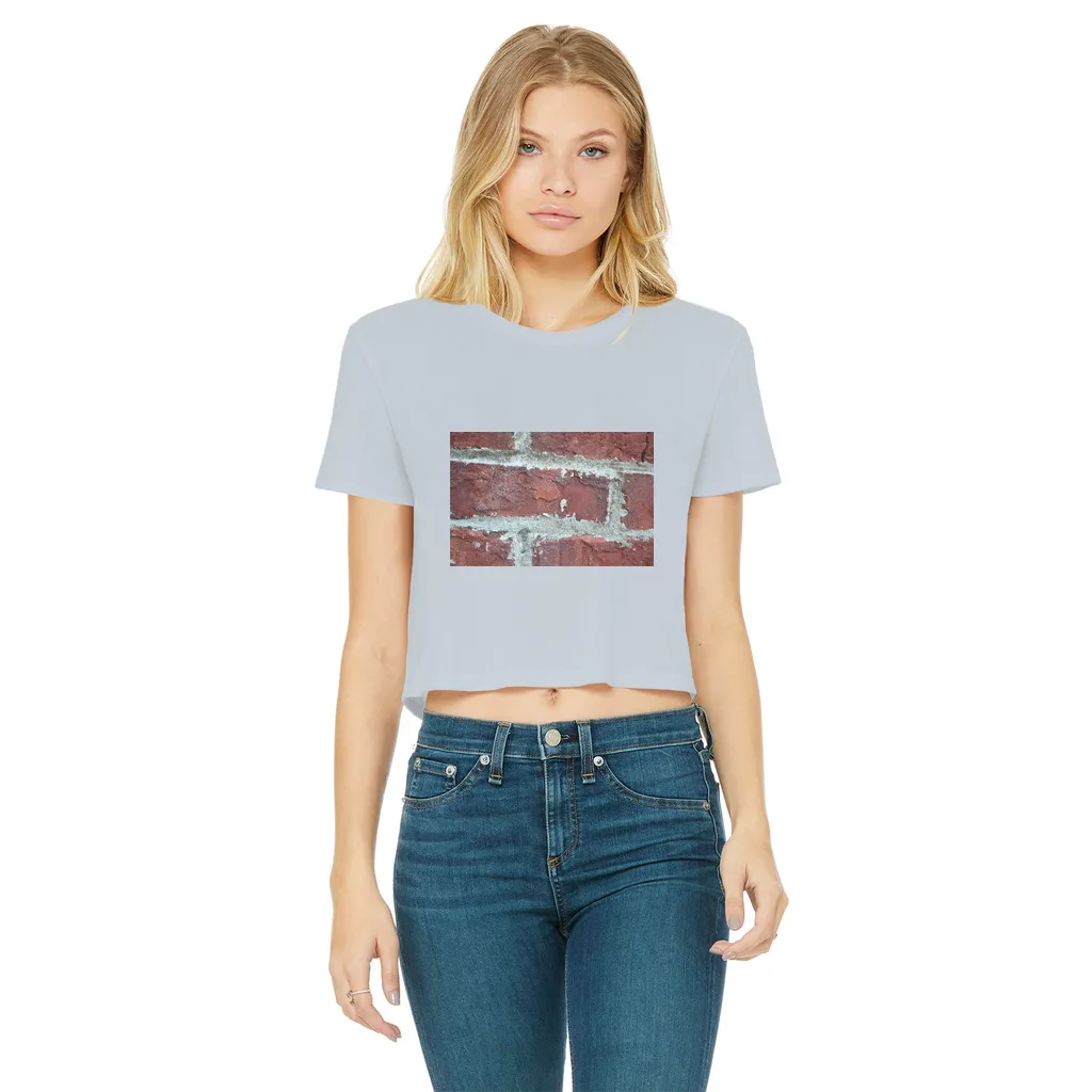 bricks Classic Women's Cropped Raw Edge T-Shirt