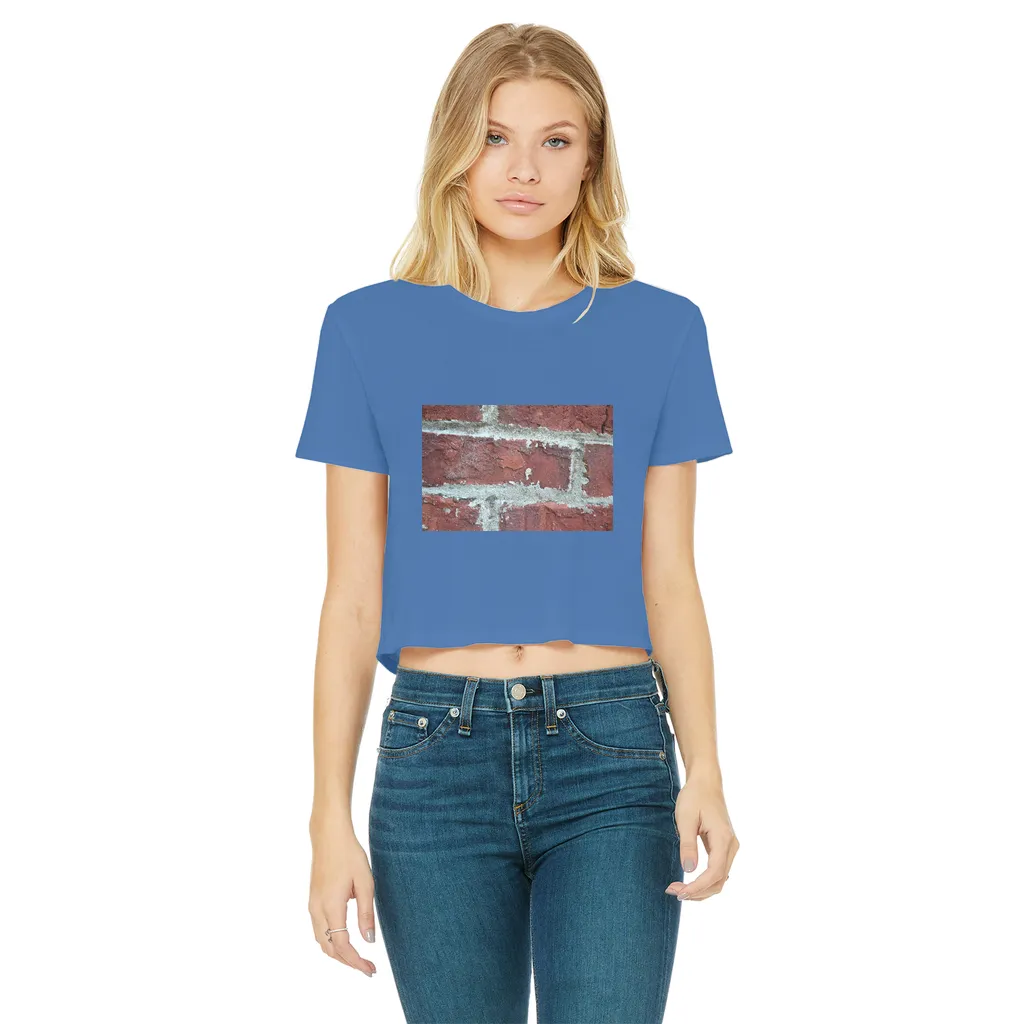 bricks Classic Women's Cropped Raw Edge T-Shirt