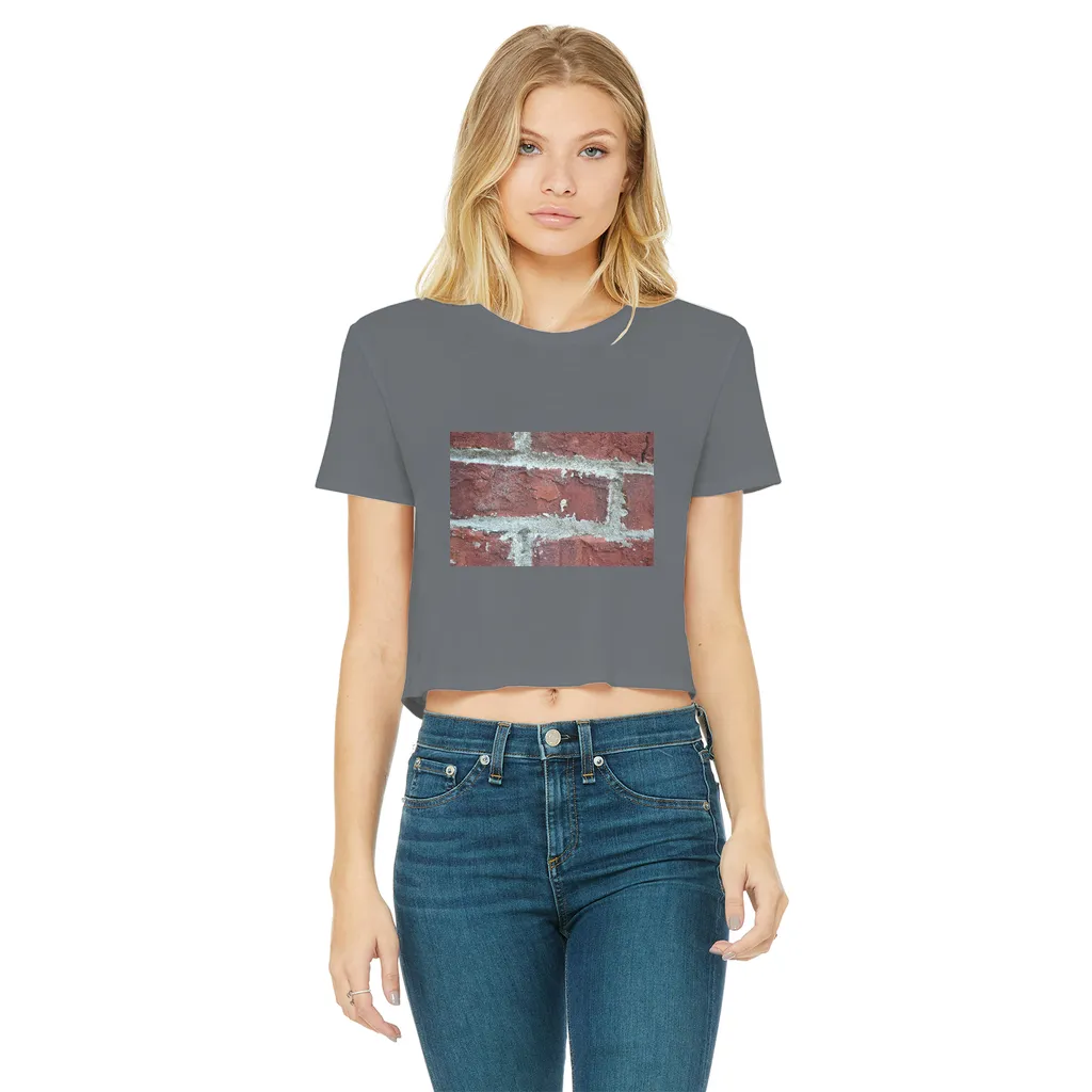 bricks Classic Women's Cropped Raw Edge T-Shirt