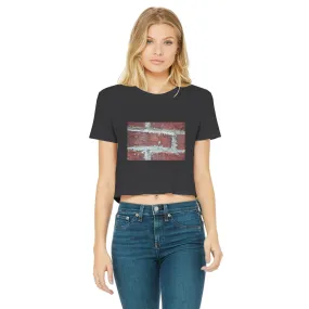 bricks Classic Women's Cropped Raw Edge T-Shirt