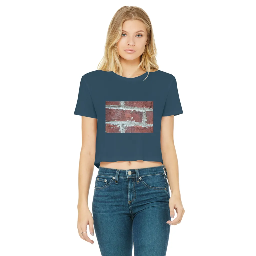 bricks Classic Women's Cropped Raw Edge T-Shirt