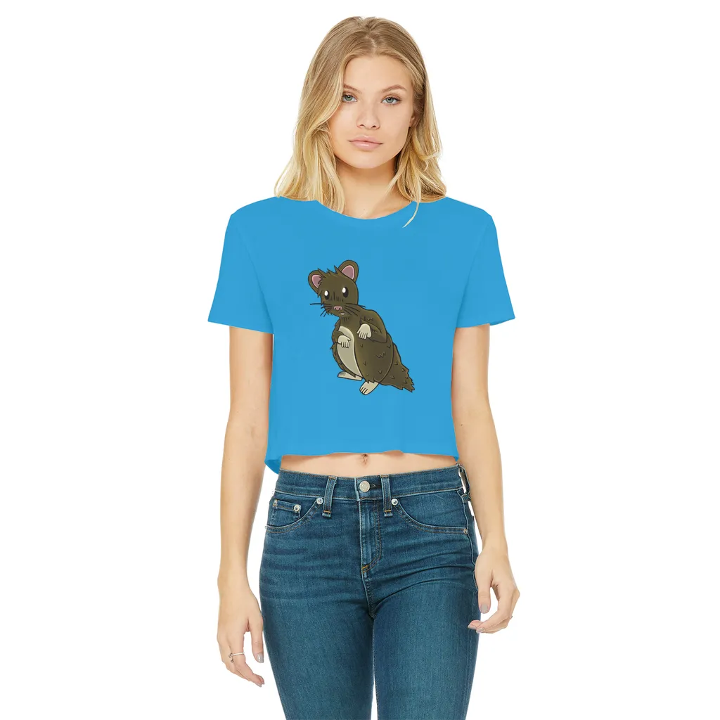 BrownHamster Classic Women's Cropped Raw Edge T-Shirt