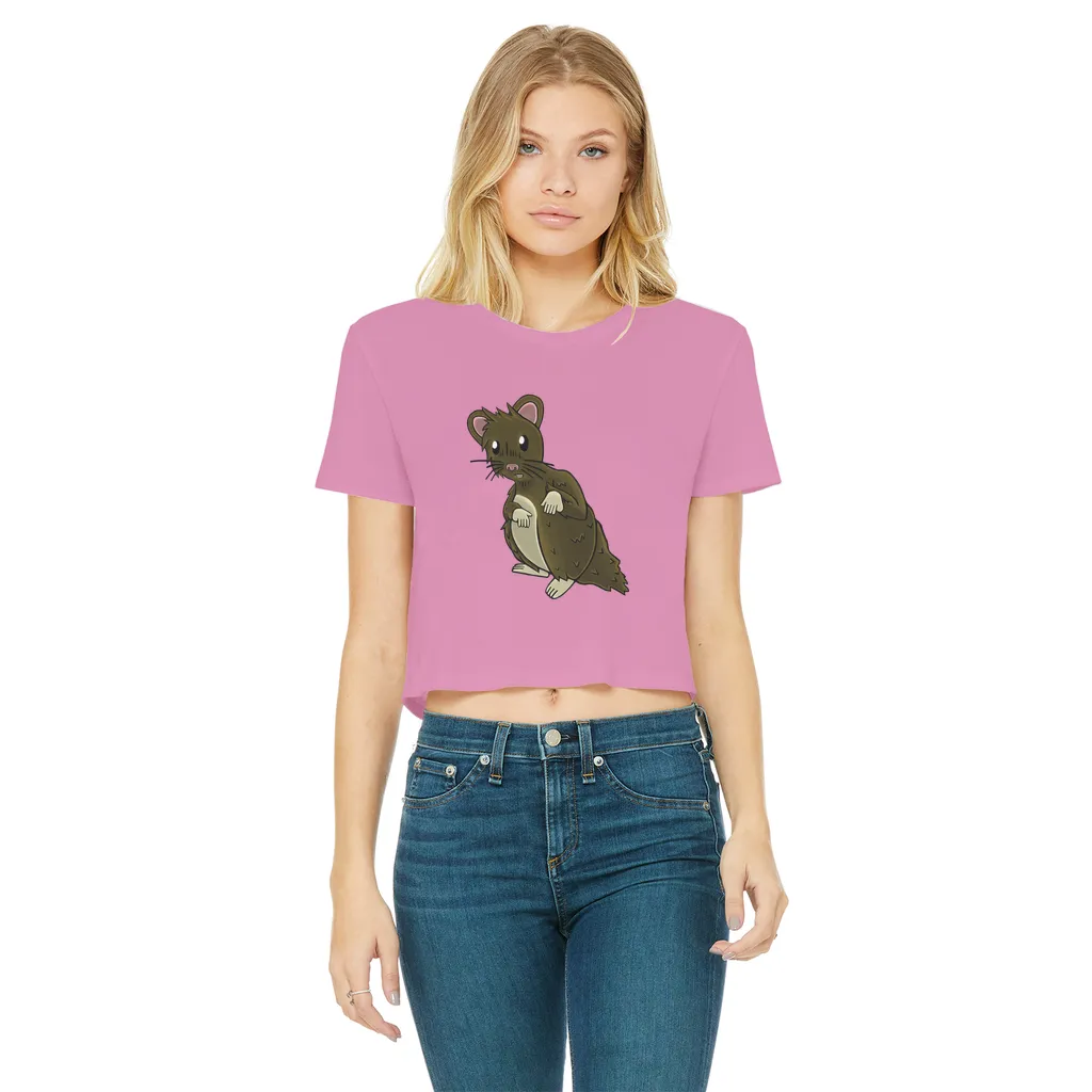 BrownHamster Classic Women's Cropped Raw Edge T-Shirt