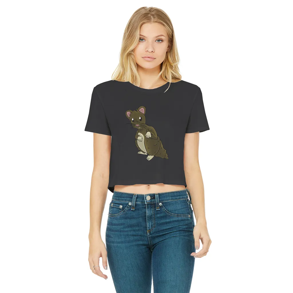 BrownHamster Classic Women's Cropped Raw Edge T-Shirt