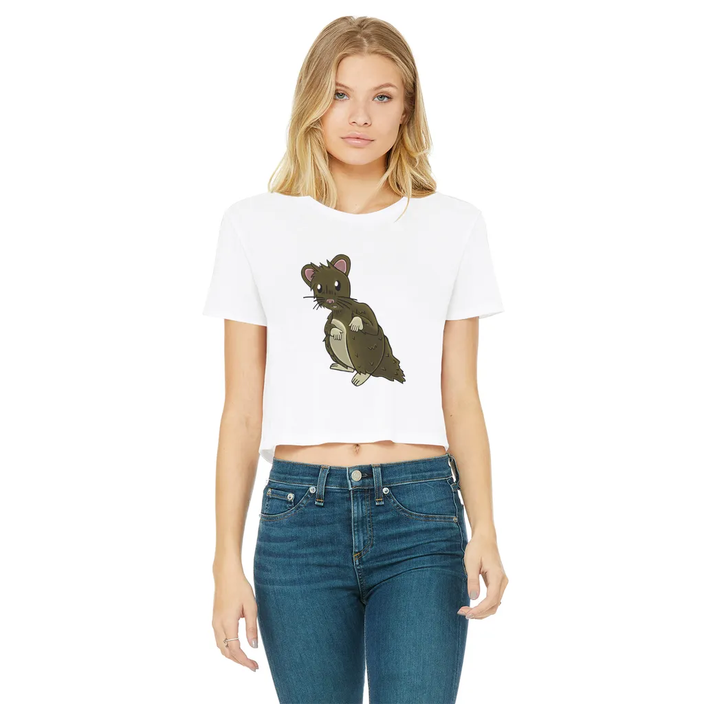 BrownHamster Classic Women's Cropped Raw Edge T-Shirt