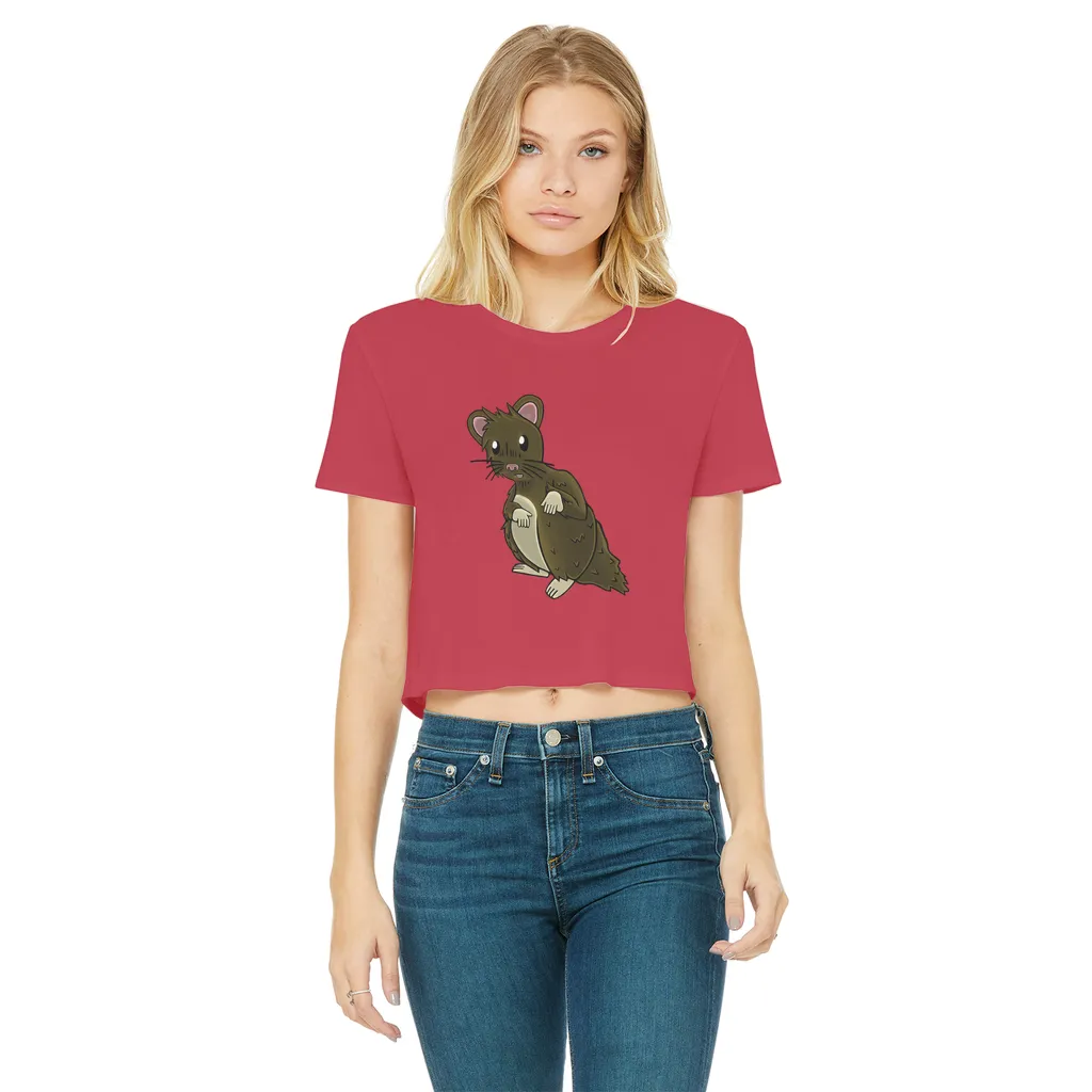 BrownHamster Classic Women's Cropped Raw Edge T-Shirt