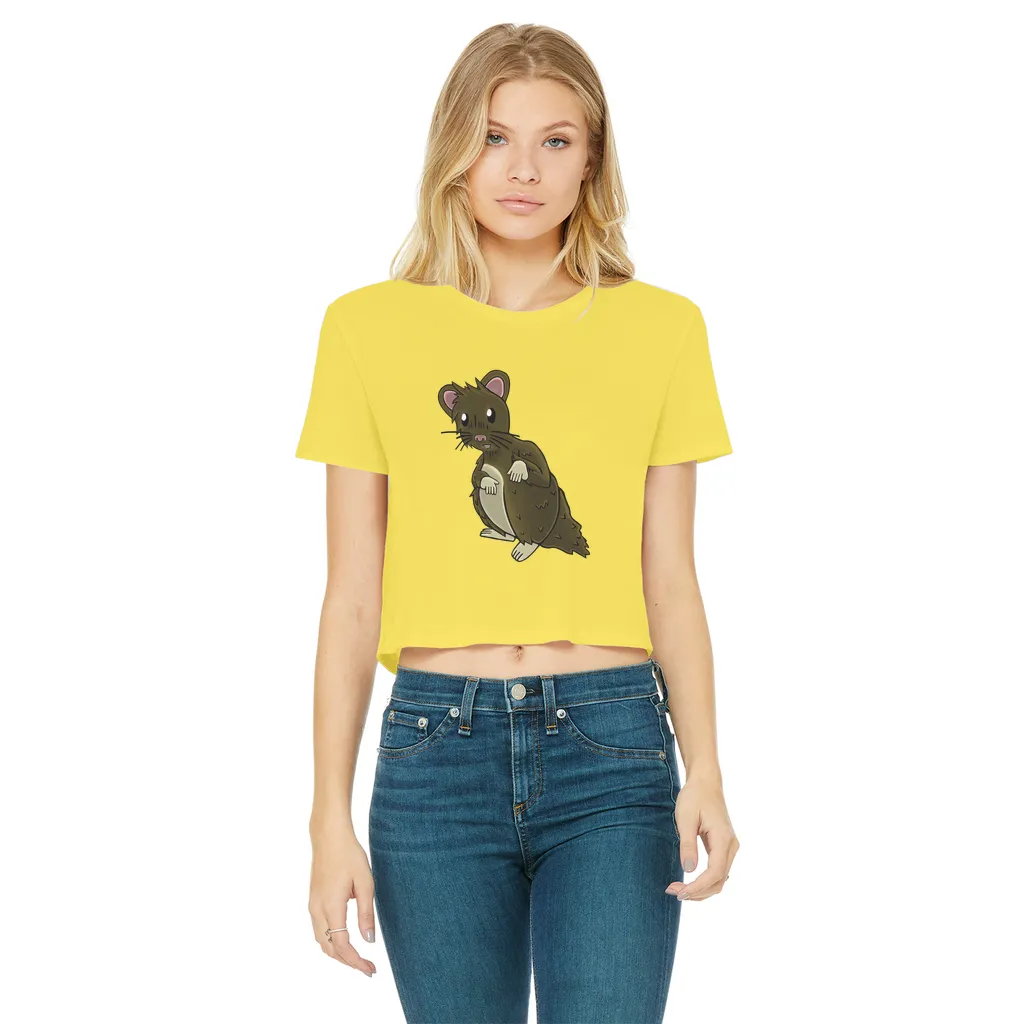 BrownHamster Classic Women's Cropped Raw Edge T-Shirt