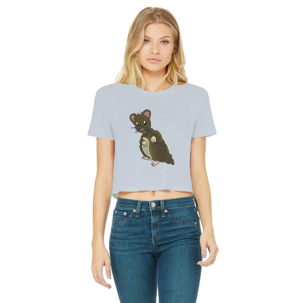 BrownHamster Classic Women's Cropped Raw Edge T-Shirt