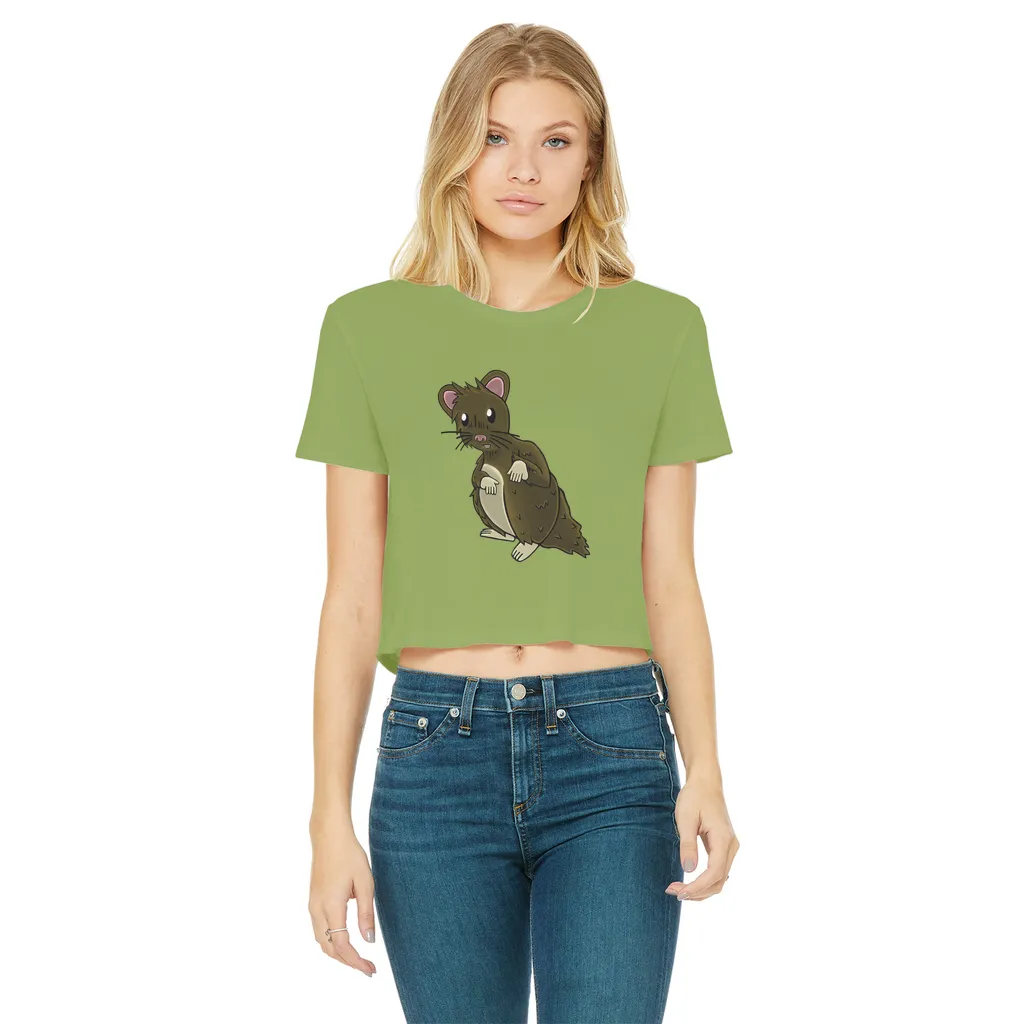 BrownHamster Classic Women's Cropped Raw Edge T-Shirt