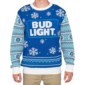 Bud Light Beer Ugly Christmas Sweater Blue