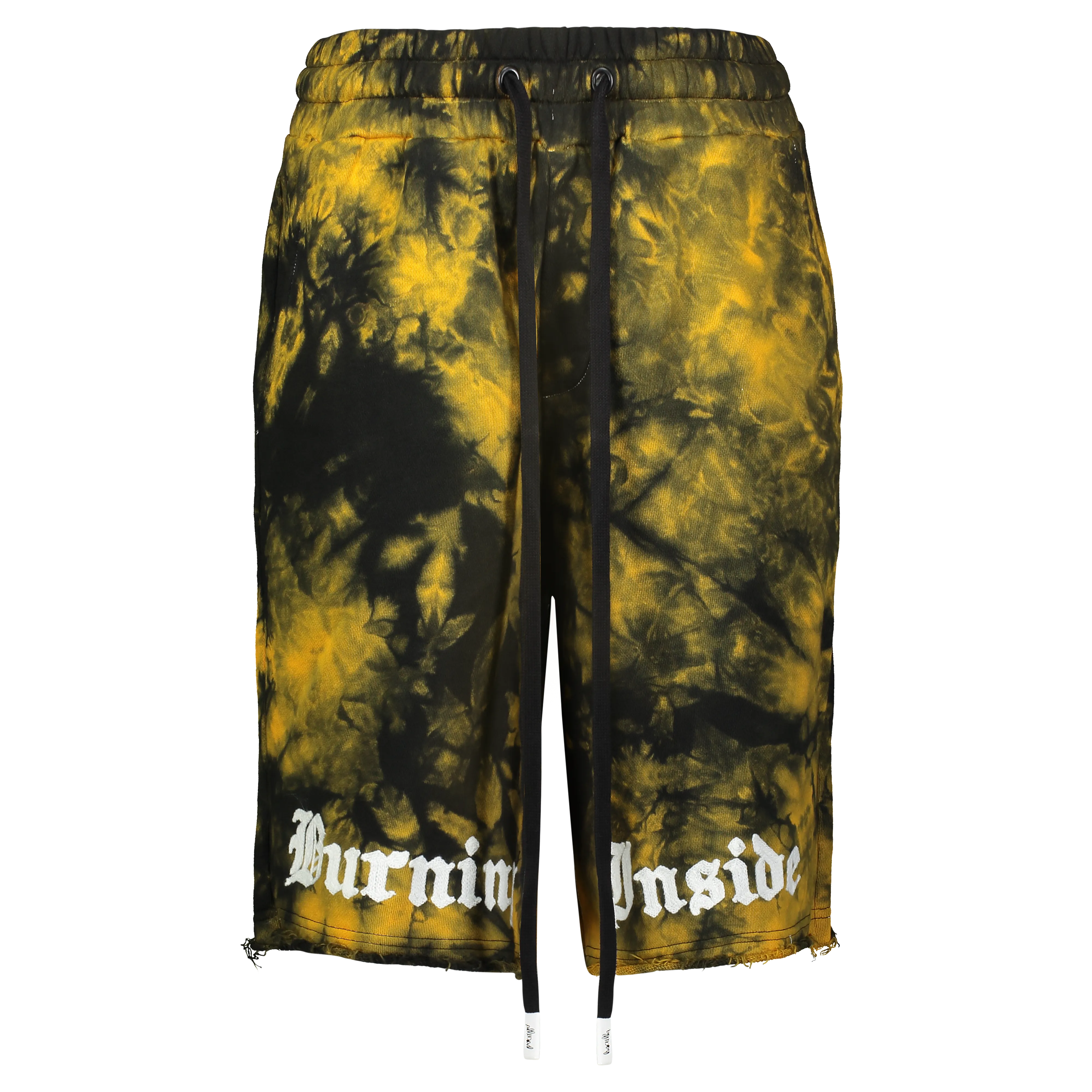 BURNING INSIDE KNIT SHORTS ORANGE/BLACK TIE DYE